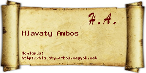 Hlavaty Ambos névjegykártya